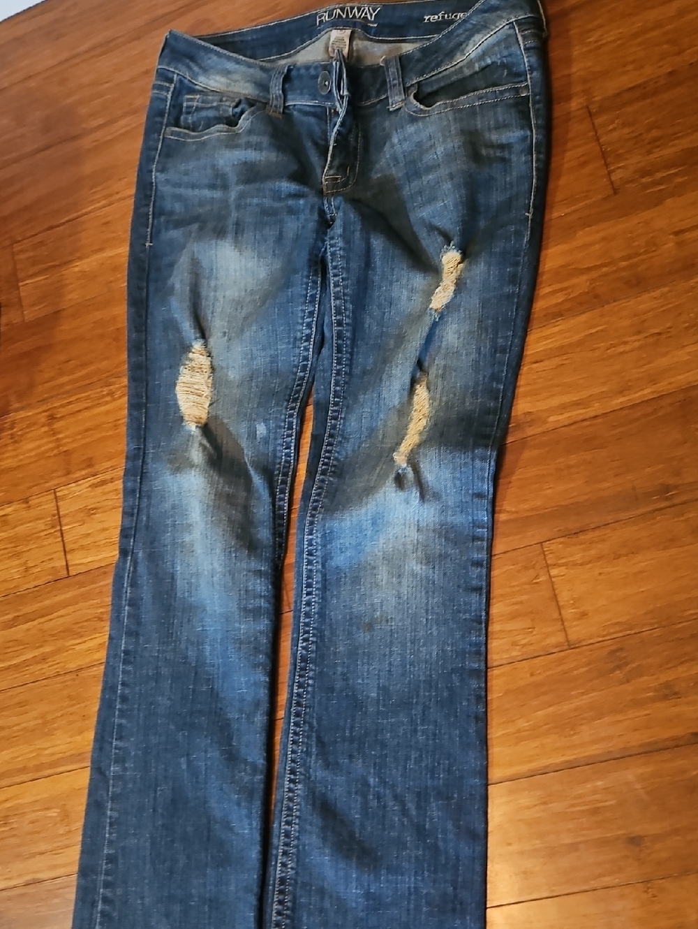 Runway Refuge Women's Distressed Blue Jeans